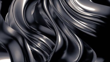 Pliseli, kumaşlı ve kıvrımlı lükslü gri bir arka plan. 3d illüstrasyon, 3d canlandırma.