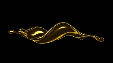 Kalın, altın bir sıvı. 3d illüstrasyon, 3d canlandırma.