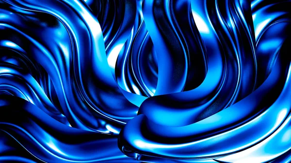 Elégant fond bleu foncé avec plis et boucles. Illustration 3d, rendu 3d . — Photo