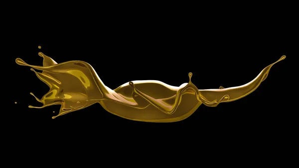Всплеск густой золотой жидкости. 3D иллюстрация, 3D рендеринг . — стоковое фото