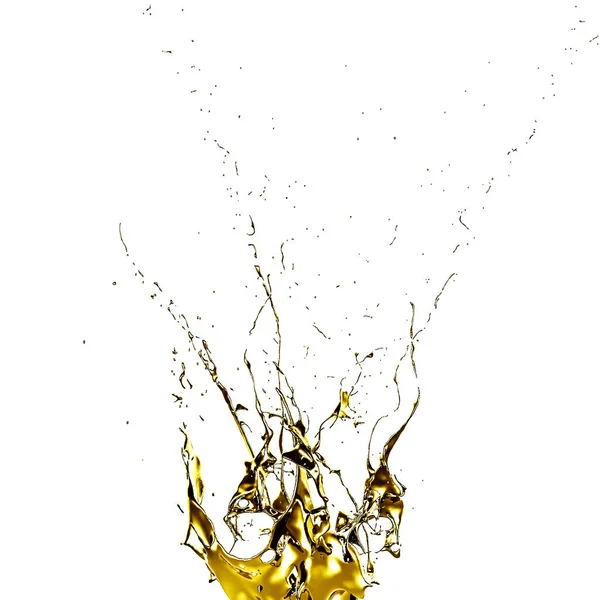 Una spruzzata di liquido denso e dorato. Illustrazione 3d, rendering 3d . — Foto Stock