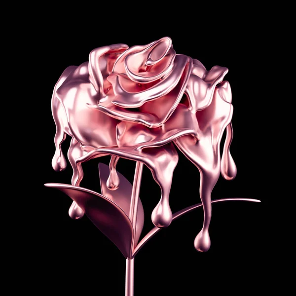 Altın çiçek kağıdı ve çimen. 3d illüstrasyon, 3d canlandırma.