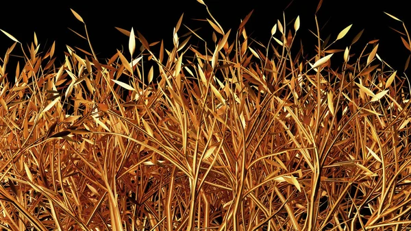 Gold flower paper and grass. 3d illustration, 3d rendering. — Stock Photo, Image