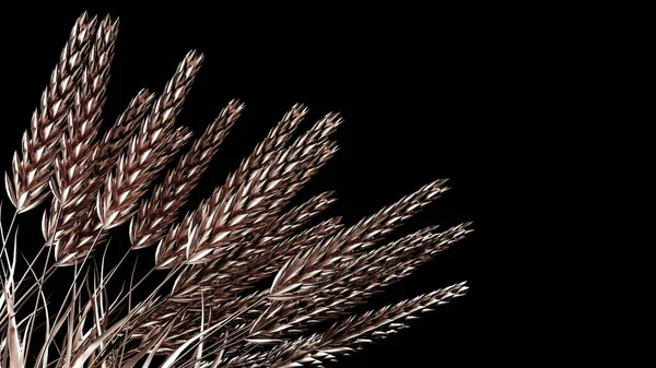 Guldblompapper och gräs. 3D-illustration, 3D-återgivning. — Stockfoto
