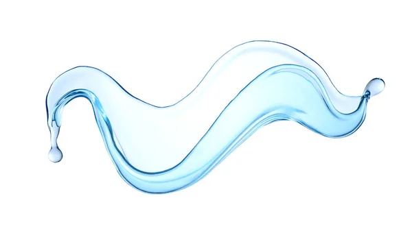 Isolated water splash on a white background. 3d illustration, 3d rendering. — Stock Photo, Image