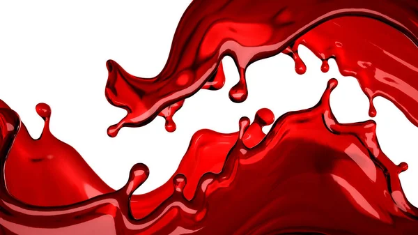 Splash di vino isolato su sfondo bianco. Illustrazione 3d, rendering 3d . — Foto Stock