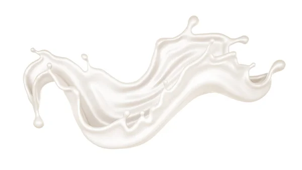 Isolerad stänk av mjölk på en vit bakgrund. 3D-illustration, 3D-återgivning. — Stockfoto