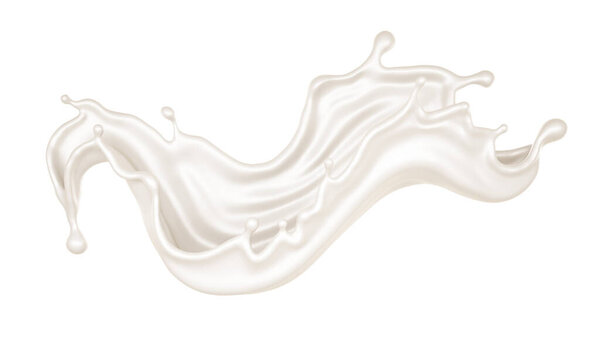 Isolated splash of milk on a white background. 3d illustration, 3d rendering.
