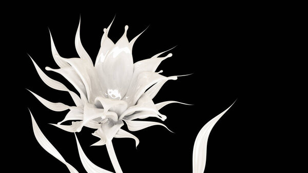 Всплеск густой белой жидкости на черном фоне. 3D иллюстрация, 3D рендеринг
.