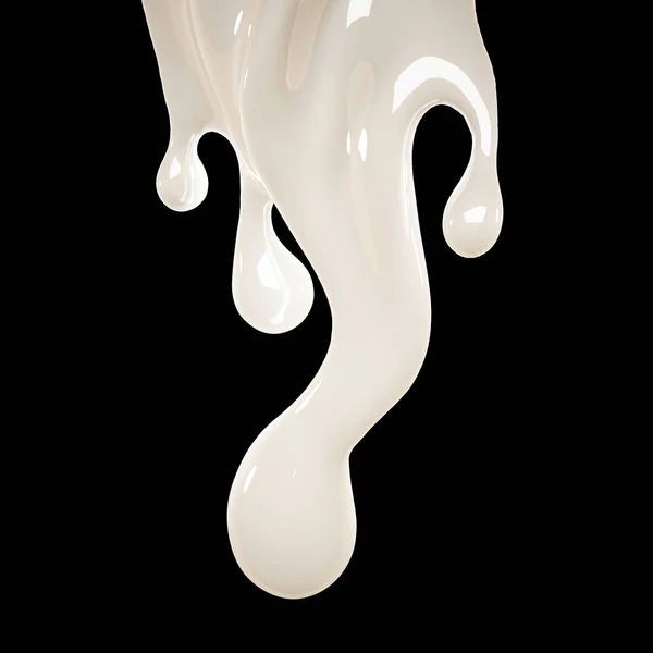 Éclaboussure de liquide blanc épais sur fond noir. Illustration 3d, rendu 3d . — Photo