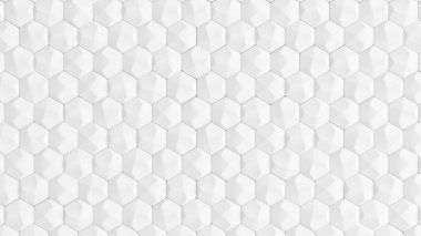 Beyaz geometrik bal peteği altıgen arka plan. 3d illüstrasyon, 3d canlandırma.