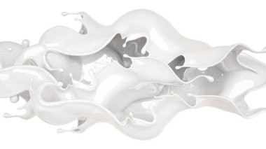 Bir tutam kalın beyaz sıvı. 3d illüstrasyon, 3d canlandırma.