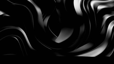 Örtülü kumaşlı siyah bir arkaplan. 3d illüstrasyon, 3d canlandırma.