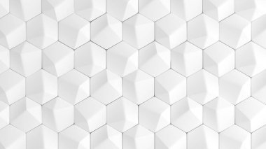 Geometrik şekilli beyaz arkaplan dokusu. 3d illüstrasyon, 3d canlandırma.