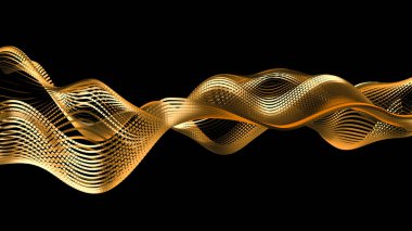 Altın yaldızlı güzel siyah arkaplan. 3d illüstrasyon, 3d canlandırma.