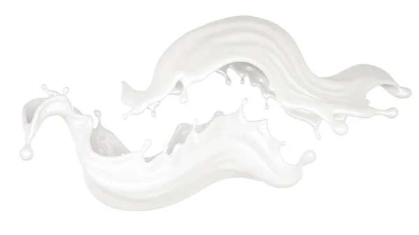 Salpicos de líquido branco espesso. Ilustração 3d, renderização 3d . — Fotografia de Stock