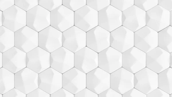 白い幾何学的なハニカム六角形の背景。3Dイラスト, 3Dレンダリング. — ストック写真