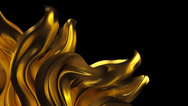 Fondo de lujo con tela cortina de oro. Ilustración 3d, representación 3d . —  Fotos de Stock