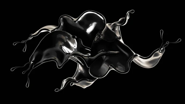 Fondo negro con salpicaduras de líquido. Ilustración 3d, representación 3d . —  Fotos de Stock