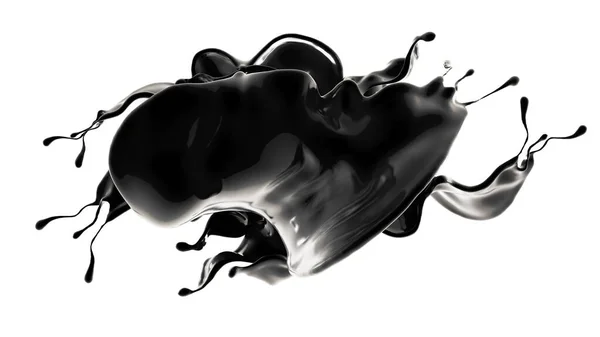 Splash de líquido preto. Ilustração 3d, renderização 3d. — Fotografia de Stock