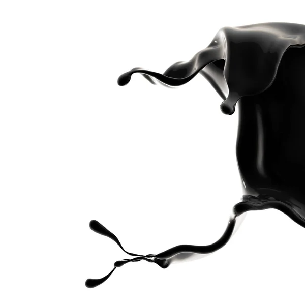 Splash of black liquid. 3d illustration, 3d rendering. — Stock Photo, Image