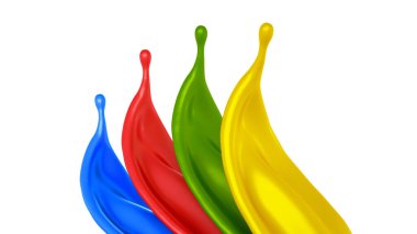 Soyut sıçrama boyası izole edilmiş beyaz arka plan. 3d illüstrasyon, 3d canlandırma.