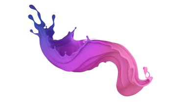 Çok renkli bir sıvı ya da boya serpintisi. 3d illüstrasyon, 3d görselleştirme.