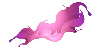 Çok renkli bir sıvı ya da boya serpintisi. 3d illüstrasyon, 3d görselleştirme.