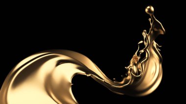 Gizemli, mistik, lüks altın serpintisi. 3d illüstrasyon, 3d canlandırma.