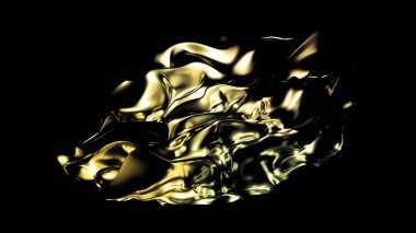 Pliseli, kıvırcık saçlı, güzel sarı-yeşil arka plan. 3d illüstrasyon, 3d canlandırma.