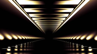 Işık ve yol eşliğinde soyut bir arkaplan. 3d illüstrasyon, 3d canlandırma.