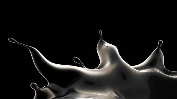 Black background with splash of liquid. 3d illustration, 3d rendering. — Stock Photo, Image