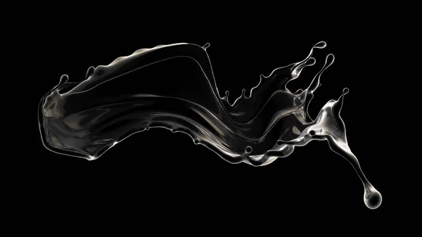 Black background with splash of liquid. 3d illustration, 3d rendering. — Stock Photo, Image