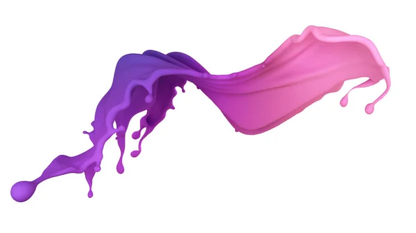 다양 한 색상의 액체나 페인트가 뿌려진 아름다운 물보라. 3D 일러스트 , 3D 시각화. — 스톡 사진