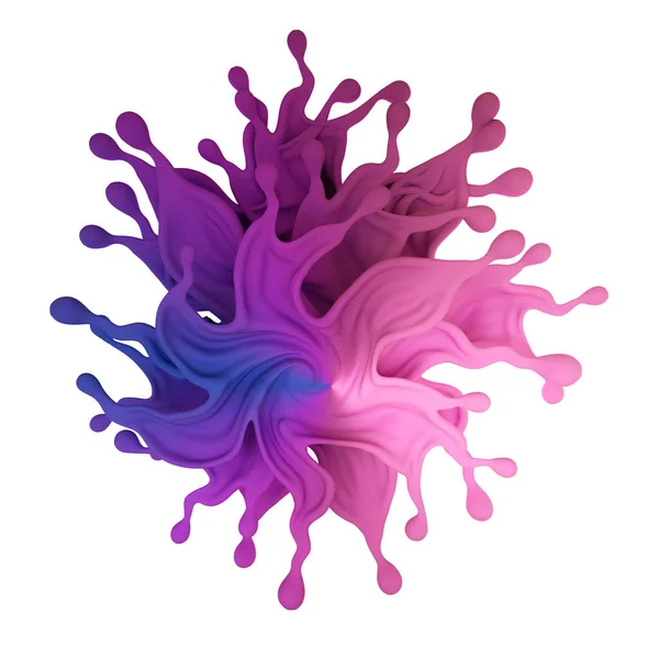Belo respingo multi-color de líquido ou tinta. Ilustração 3D, visualização 3D . — Fotografia de Stock