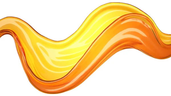 Salpicos isolados de suco de laranja em um fundo branco. Ilustração 3d, renderização 3d . — Fotografia de Stock