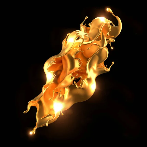 Salpicadura de lujo místico, con tonos de perlas brillantes de oro. Ilustración 3d, representación 3d . — Foto de Stock