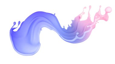 Çok renkli bir sıvı ya da boya serpintisi. 3d illüstrasyon, 3d görselleştirme.