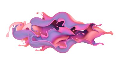 Çok renkli bir sıvı ya da boya serpintisi. 3d illüstrasyon, 3d görselleştirme.