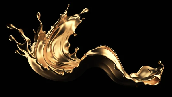 Mysterious, mystical, luxury splash of gold. 3d illustration, 3d rendering. — Stock Photo, Image