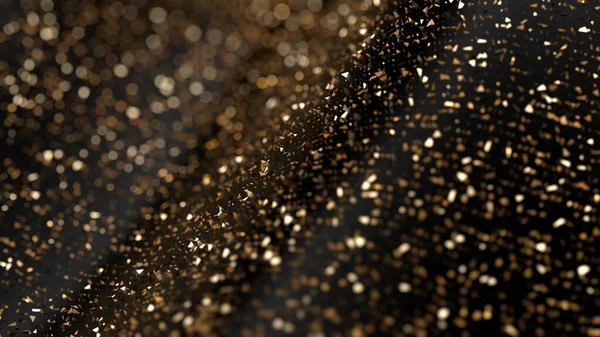 Sfondo astratto glitter. Oro scintille e punti salienti. Illustrazione 3d, rendering 3d . — Foto Stock