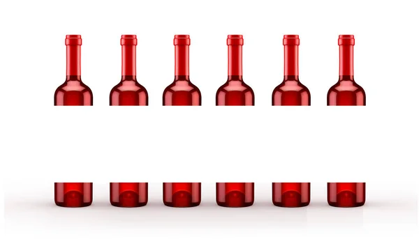 Vörös borosüveg elkülönítve. 3D illusztráció, 3D-s renderelés. — Stock Fotó