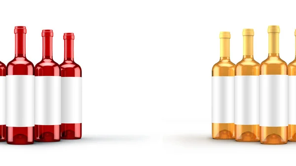 Fehér, izolált vörösboros üveg. 3D illusztráció, 3D-s renderelés. — Stock Fotó