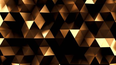 Altın kristal arka plan. 3d illüstrasyon, 3d canlandırma.