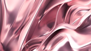 Şatafatlı altın arka plan, renkli parıltılı gölgeler, pileler ve dalgalar. 3d illüstrasyon, 3d canlandırma.