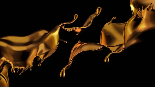 黄金の輝く真珠の色合いと神秘的な豪華なスプラッシュ。3Dイラスト, 3Dレンダリング. — ストック写真