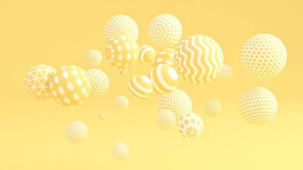 Fondo amarillo con bolas. Ilustración 3d, representación 3d . —  Fotos de Stock