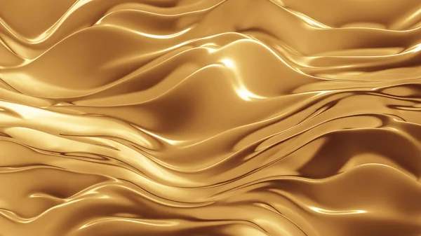 Gold silk or fabric with metallic Golden reflexes. Luxury background for your project. 3d illustration, 3d rendering. — Stock Photo, Image