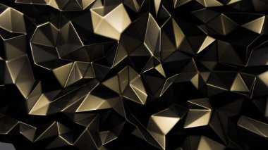 Lüks altın kristal arka plan. 3d illüstrasyon, 3d canlandırma.