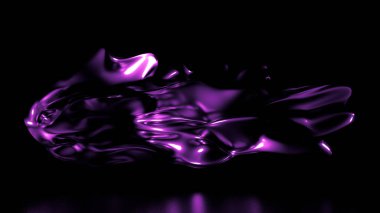 Pliseli, kumaşlı ve kıvrımlı zarif, mor bir arka plan. 3d illüstrasyon, 3d canlandırma.